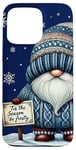 Coque pour iPhone 15 Pro Max Blue Snowflake Pattern For Women And Men Funny Winter Gnome