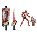 Power Rangers Dino Fury Chromafury Saber Electronic Colour-Scanning Toy with Lights and Sounds & Dino Fury, Dino Knight Ranger Rouge, Figurine articulée de 15 cm avec clé