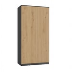 Topeshop - esme - Armoire double style scandinave chambre à coucher - 90x50x180 - 2 portes - Dressing