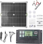 Kit De Panneau Solaire, 30w 12v 100a Kit De Panneaux Solaires Contrôleur De Chargeur De Batterie Pour Voiture Camping Car Caravane Bateau