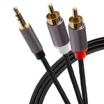 Maplin Pro 3.5mm Aux Stereo 3 Pole TRS Jack Plug to Twin RCA Phono Cable Braided 5m