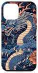 Coque pour iPhone 12 mini Bleu Art Déco Tropical Dragon Chinois E-Girl Esthétique