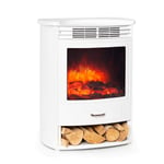 Klarstein Bormio - Electric Fire, Electric Fireplace, Electric Fire Place, 2 Settings: 950/1900 W, Weekly Timer, Open Window Detection, Flame Effects, Logs Storage, Remote - 49 x 63 x 35,5 cm , White