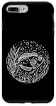 Coque pour iPhone 7 Plus/8 Plus Line Art Poisson & Ichtyologiste Veste en cuir