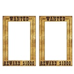 Beistle Lot de 2 Cadres à Selfie Western Wanted pour photomaton Sauvage West Cowboy Western Fournitures de fête