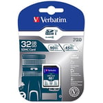 Verbatim Carte mémoire Pro U3 SDHC - 32 Go - Carte SD pour l'enregistrement de vidéos 4K en Ultra HD - Spéfification UHS de classe 3 - noire - pour appareil photo et PC et autres