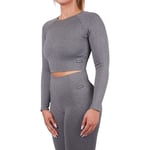 MM Sports Seamless Lux Ribbed Cropped L/S Top - Treningsgenser dame, grå - XS/S