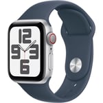 Apple Watch SE GPS + Cellular - 40mm - Boîtier Silver Aluminium - Bracelet Storm Blue Sport Band - M/L