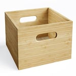KD Essentials – Boîte de rangement en bambou, empilable – moyenne (boîtes en bambou pratiques et élégantes pour le bureau, le salon et la cuisine, en bois certifié durable, couleur naturelle)