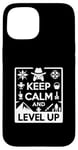 Coque pour iPhone 15 Keep Calm and Level Up Gamer pour les joueurs amusants