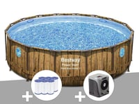 Kit piscine tubulaire ronde Bestway Power Steel avec hublots 4,88 x 1,22 m + 6 cartouches de filtration + Pompe à chaleur