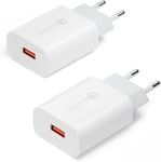 (2 Pack) 18w Chargeur Rapide Pr Usb Secteur Pour Samsung Galaxy S21 20 S10 S9 S8 S7 A55 A53 A50 A40 A35 A25 A15 A14 A13 A10 M34, Pour Iphone Xiaomi Google Huawei Oppo, Chargeur Mural Univers[X1028]