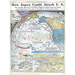 Burke How Japan Could Attack US 1937 Map Unframed Wall Art Print Poster Home Decor Premium