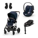 cybex GOLD Balios Silver Ocean i-Size Ocean Black Barnevogn S Lux Blue inkludert bilbarnestol Cloud G Plus Blue Basestasjon Base G og adapter