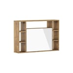 Étagère de bureau pliante murale cm 94 x 62h x 20 (fermée) 62 (ouverte) façade blanc brillant avec structure en chêne - Bim Supplies