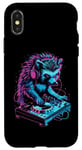 Coque pour iPhone X/XS Cute Hedgehog DJ Colorful DJ Hérisson Mixeur de musique