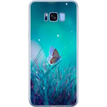 Samsung Galaxy S8+ Transparent Mobilskal Blå fjäril