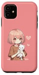 Coque pour iPhone 11 Anime Girl With Cat | Kawaii, Manga pour filles, chaton, anime