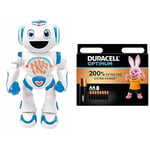 LexibookPowermanStar-RemoteControlWalkingTalkingToyRobotSTEMProgrammableforkids4+-ROB85EN + Duracell Optimum AA Batteries (8 pack) - Alkaline Batteries 1.5V - Up To 200% Extra Life or Extra Power - Me