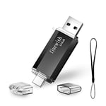 USB C Flash Drive 64gb, 2 in 1 Type C Memory Stick 64 GB USB Key Portable Otg Pen Drive 64gb for Tablets, New Macbook, Android Smartphones, Samsung, Huawei, Oneplus Etc. (Black)