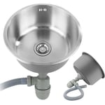 Evier de cuisine - POPSMIT - rond - 1 bac - acier inox - gris