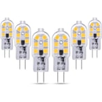 G4 LED 12V 2W Varmvitt 3000K, 200lm, G4 10W 20W Halogenlampa motsvarande, icke-dimmbar, Bi-pin G4 12V LED AC DC för Krona, Bordslampa, set om 6