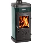 Nordica - Poele a' bois La Extraflame Super Junior avec habillage en acier e'maille' vert 5 kw 143 m chauffable