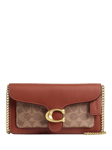 Coach Tabby Chain Leather Canvas Clutch Bag, Tan/Caramel