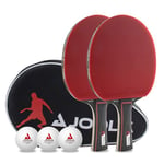 JOOLA Duo Pro 2 Raquettes 3 balles Housse de ping-Pong Set de Tennis de Table, Rouge/Noir, 6 pièces