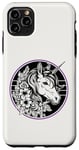 iPhone 11 Pro Max Unicorn in Black White Purple Hibiscus Roses Champion Wreath Case