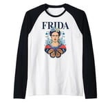 Frida Kahlo - Frida Portrait With Butterfly Raglan Baseball Tee