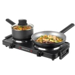 Electric Twin Hot Plate Dual Temperature Controls Carry Handles Portable Compact