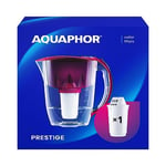 AQUAPHOR Water Filter Jug Prestige I 1 X A5 Filter Included I Capacity 2.8l I Fits in the fridge door I Reduces Limescale Chlorine & Microplastics Cherry