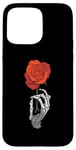 Coque pour iPhone 15 Pro Max Main squelette rose rouge fleur esthétique fleur rouge Saint-Valentin