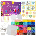 La Manuli Perles À Repasser Set 11 000 Pièces - 36 Couleurs, 5mm Fusible Perles Bricolage Enfant avec 3 Plaques, Pince, Porte-clés, Pendentifs et Accessoires pour Création de Bijoux et DIY