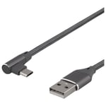 DELTACO USB-A till vinklad USB Micro-B kabel, 0,5m, 3A, USB 2.0,