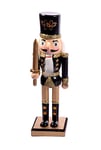 Ciao Christmas Nutcracker Toy Soldier Swordsman (24cm) Wooden Glittery Decoration, Black/Gold