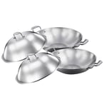 SOGA 2X 3-Ply 42cm Stainless Steel Double Handle Wok Frying Fry Pan Skillet with Lid - Frying Pans - WokTRIFPG42X2