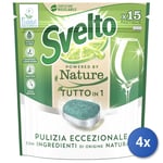 4x Svelto Tabs Lave-Vaisselle 15 Pièces Nature Classique Made IN Italy