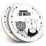 2 x Coasters bw - Cute I love you So Much Bears  #42230