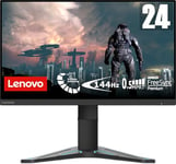 Lenovo G24-27 Écran Gaming 23,8" Full HD (IPS, 144Hz, 1ms, HDMI+DP, AMD Radeon FreeSync) Réglage en Inclinaison/Hauteur - Noir