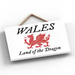 WALES LAND OF THE DRAGON WLESH SIGN DECORATIVE HANGING WOODEN PLAQUE