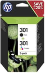 Genuine HP 300 Black & Colour Ink Cartridges Multipack 2PK, N9J72AE