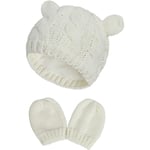 (M, Vit) 2-6 månader Baby Hat Cute Bear Toddler Earflap Beanie Varm