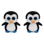 Ty - Beanie Boo's - Peluche Waddles Le Pingouin, TY36008, Noir/Blanc, 15 cm (Lot de 2)