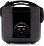 REISHUNGER Rice Cooker & Rice Steamer with Keep-Warm Function, Black (1.2 litres - 6.5 cups) - For 1-6 People - Quick Preparation Without Burning - Ceramic Coating incl. Steamer Insert