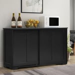 COSTWAY Buffet de Cuisine avec Porte Coulissante, 107 x 33 x 60 CM, Buffet Bas avec Étagère Réglable, pour Salon et Entrée, Noir