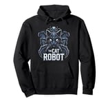 Graphic Spider Cat Robot Pullover Hoodie