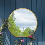 The Circulus - Gold Framed Flat Bottom Circular Garden Wall Mirror - Perfect for the Mantle! 33" X 31" (84CM X 80CM)