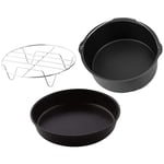 Tlily - BoîTes à Gâteaux, Poêle à Pizza, 3 PièCes/Ensemble en Acier Rond Friteuse à Air Four Mijoteuse Accessoires Cuisson Gâteau Baril pour Cuisine